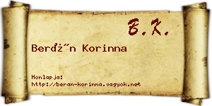 Berán Korinna névjegykártya